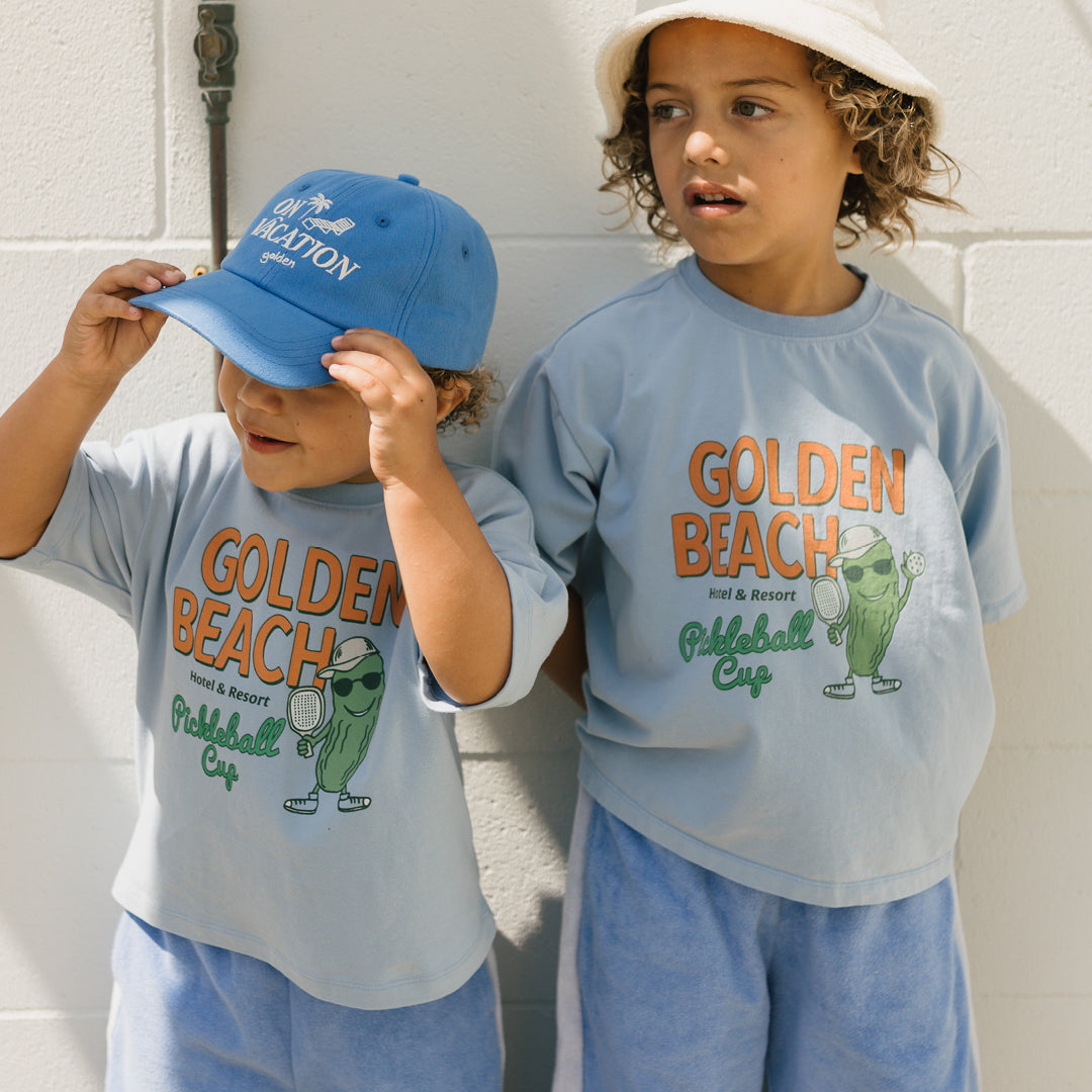 golden children golden beach mid sleeve tee - palm blue