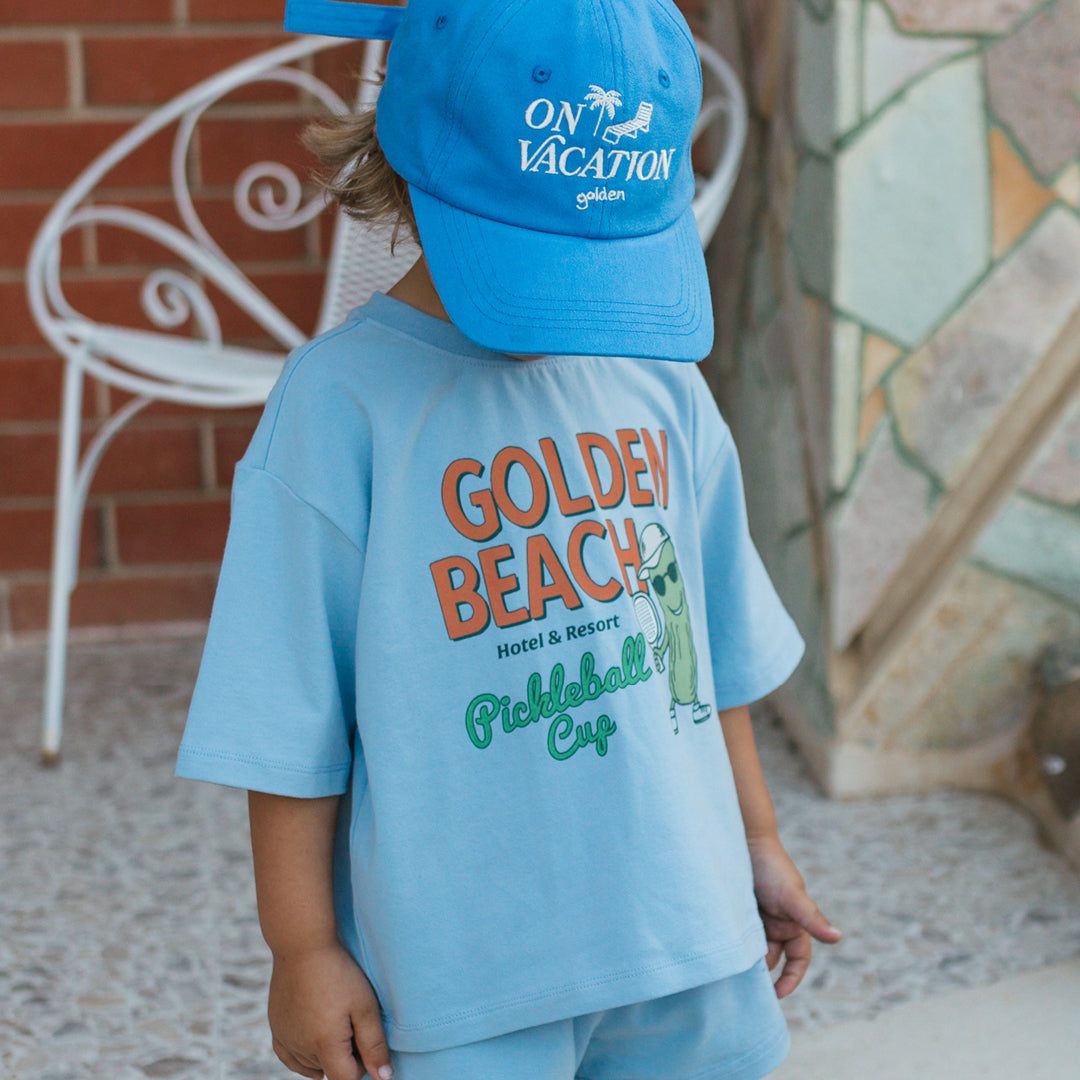 golden children golden beach mid sleeve tee - palm blue