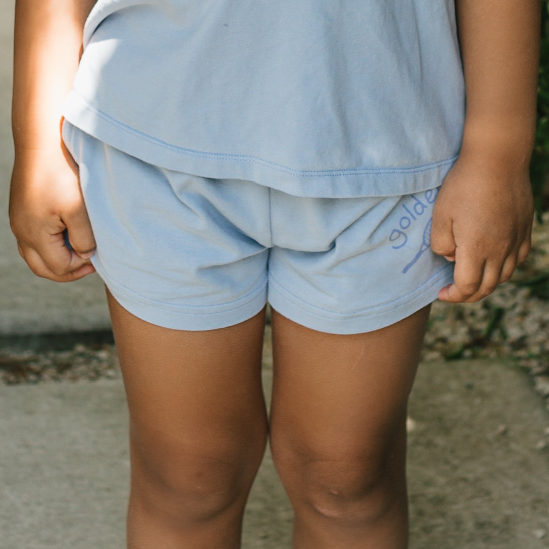 golden children retro boy shorts - palm blue