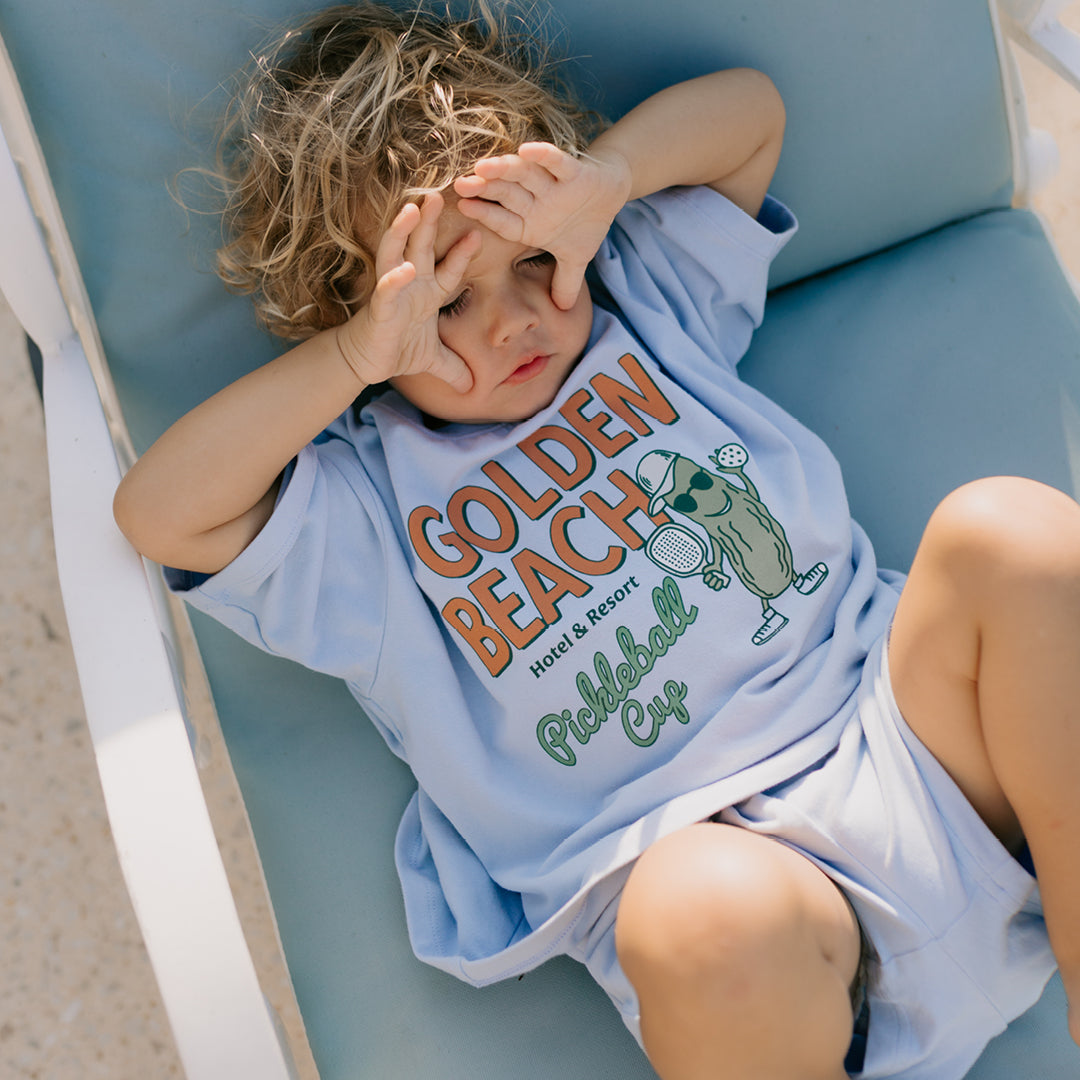 golden children golden beach mid sleeve tee - palm blue