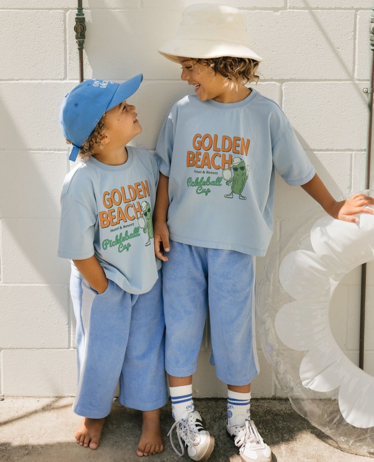 golden children golden beach mid sleeve tee - palm blue