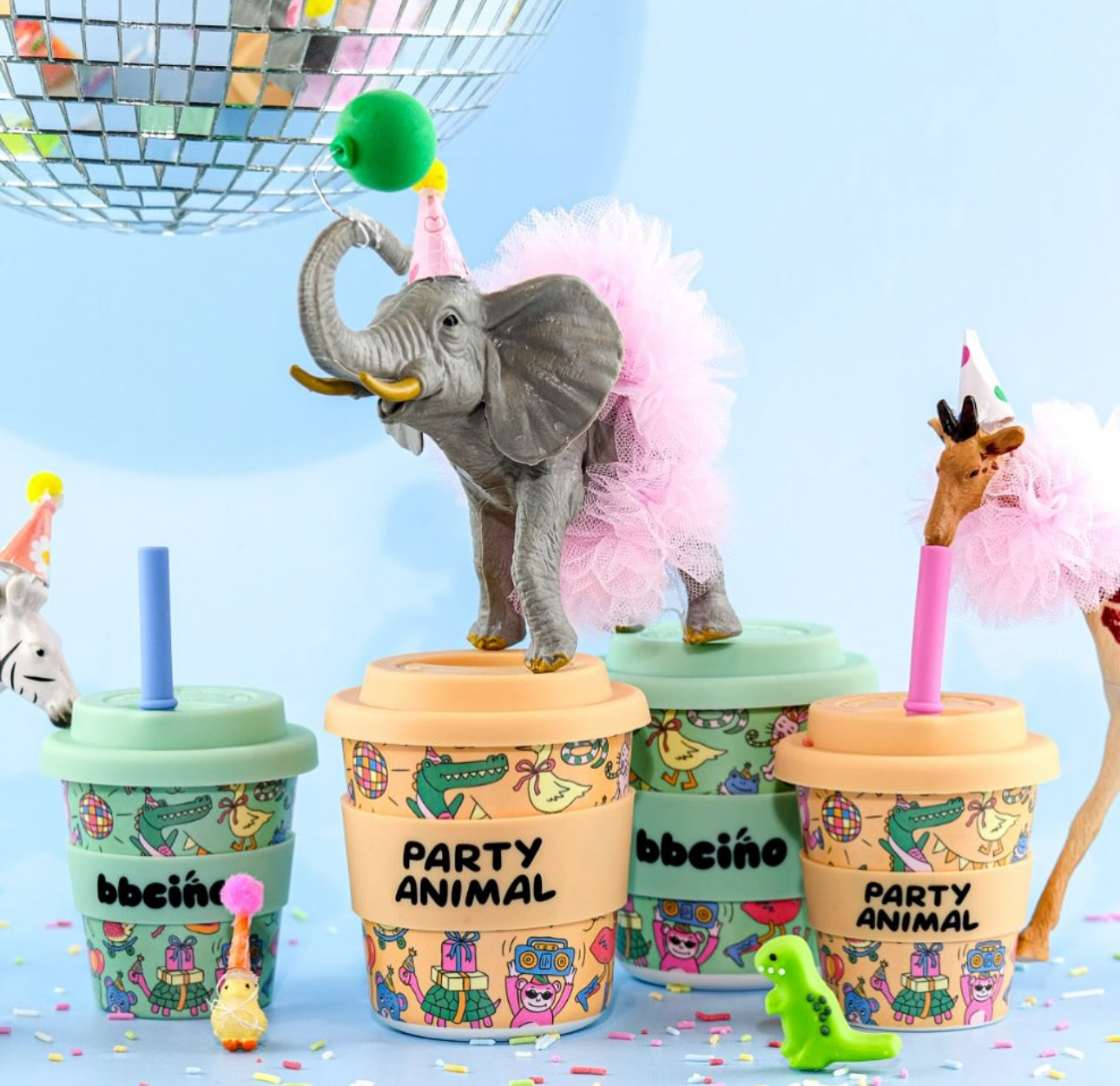 bbcino cup - party animals in green - 240ml