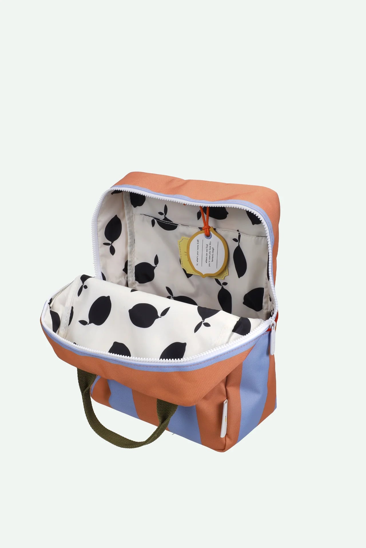 sticky lemon medium backpack - striped cloud blue + maple whirl