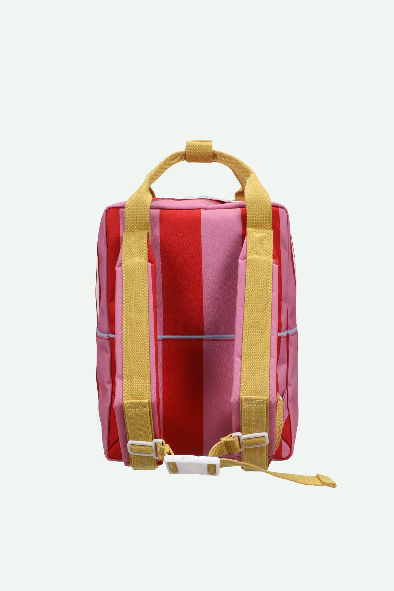sticky lemon medium backpack - striped red apple + rosebay pink