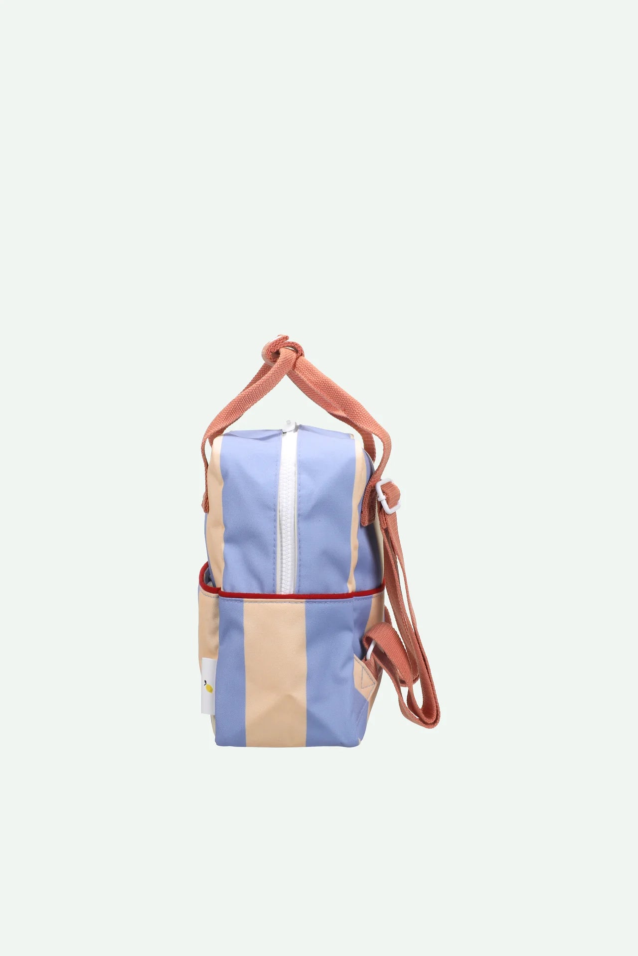 sticky lemon small backpack - striped cloud blue + twiggy beige