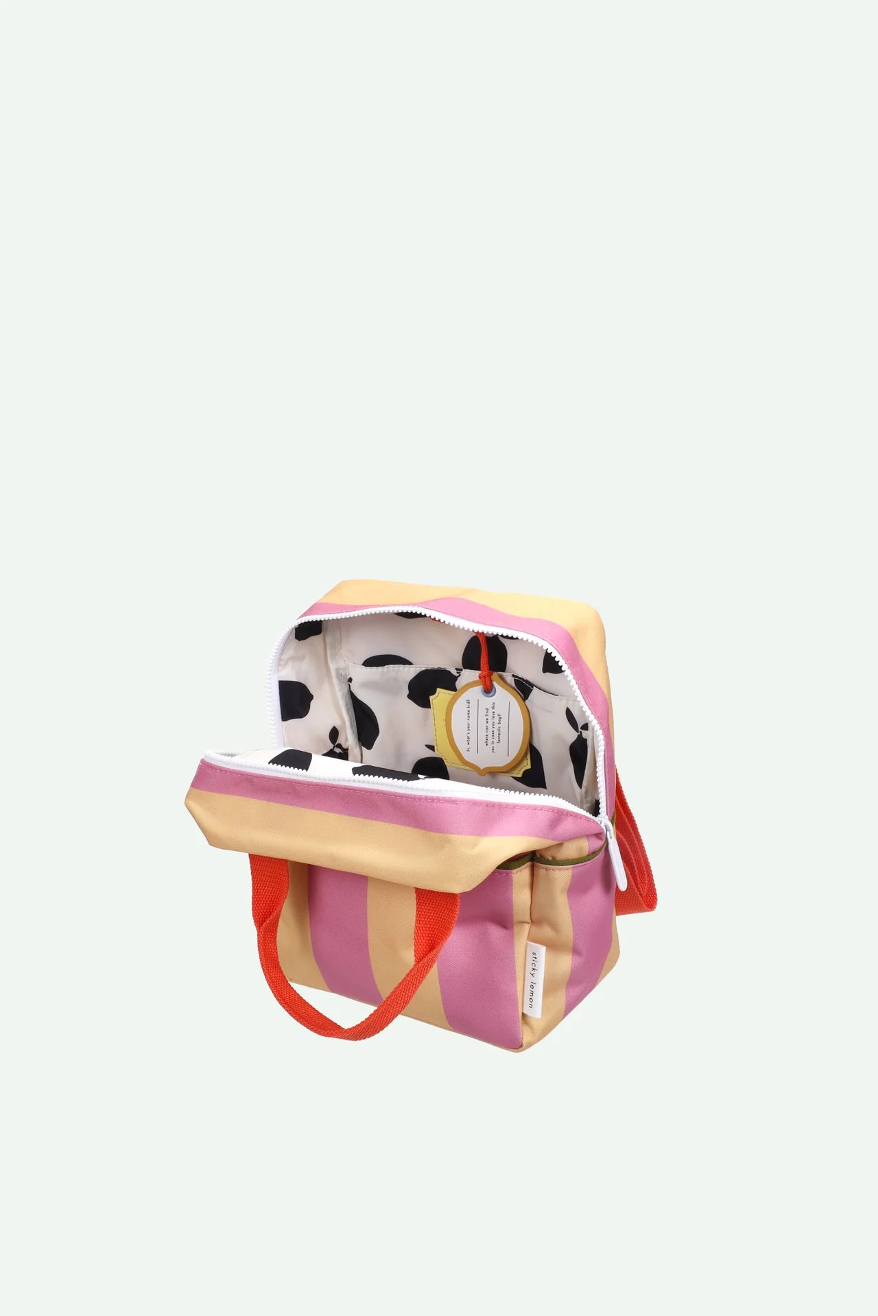 sticky lemon small backpack - striped pink rosebay + apple juice