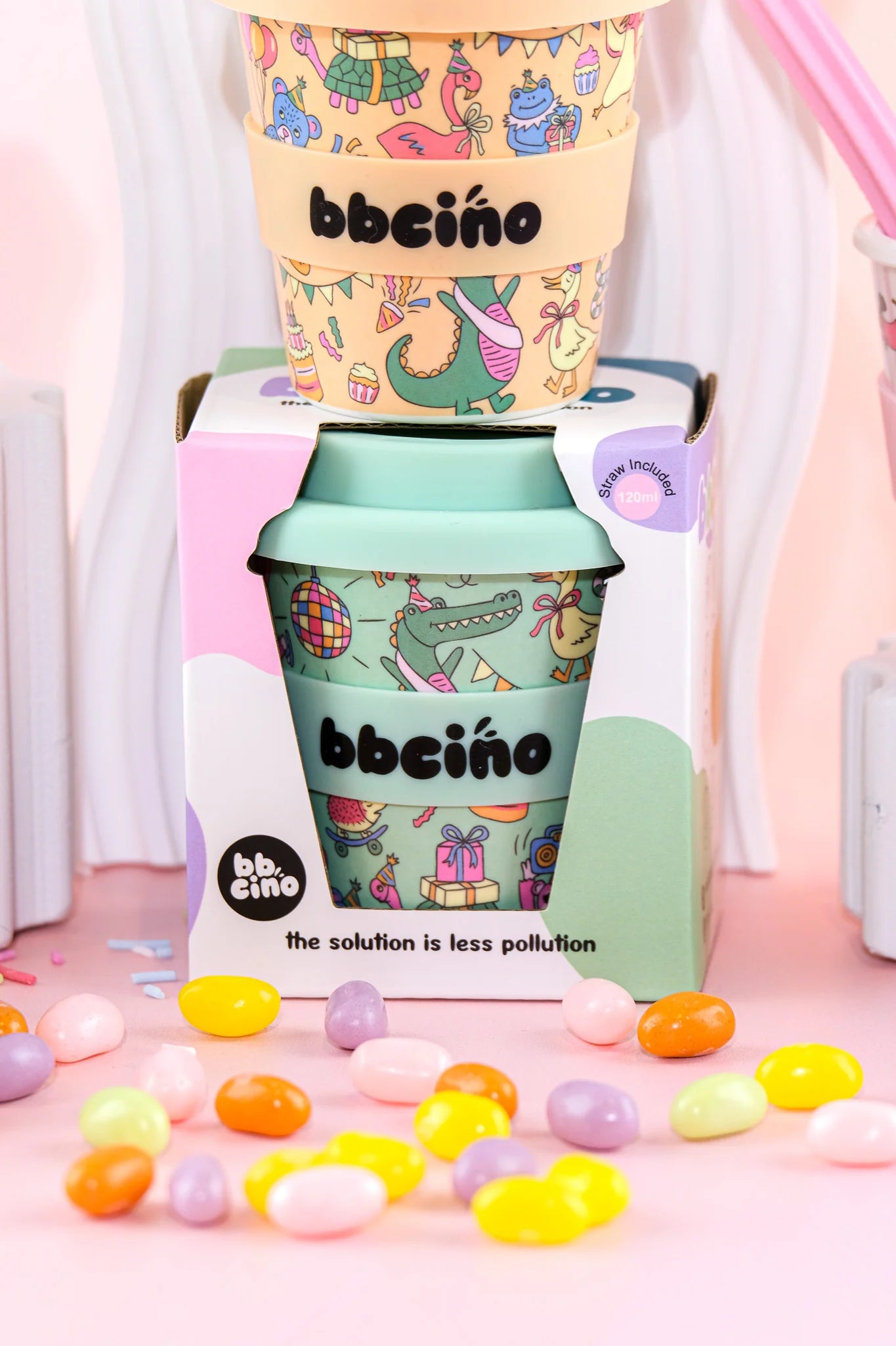 bbcino cup - party animals in green - 120ml