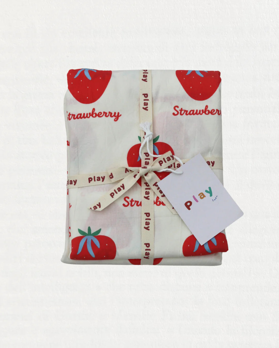 play linen strawberry shortcake flat sheet separates