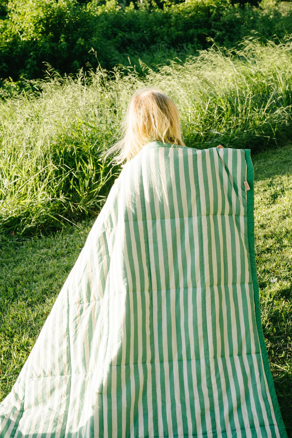 play linen meadow stripe reversible quilt