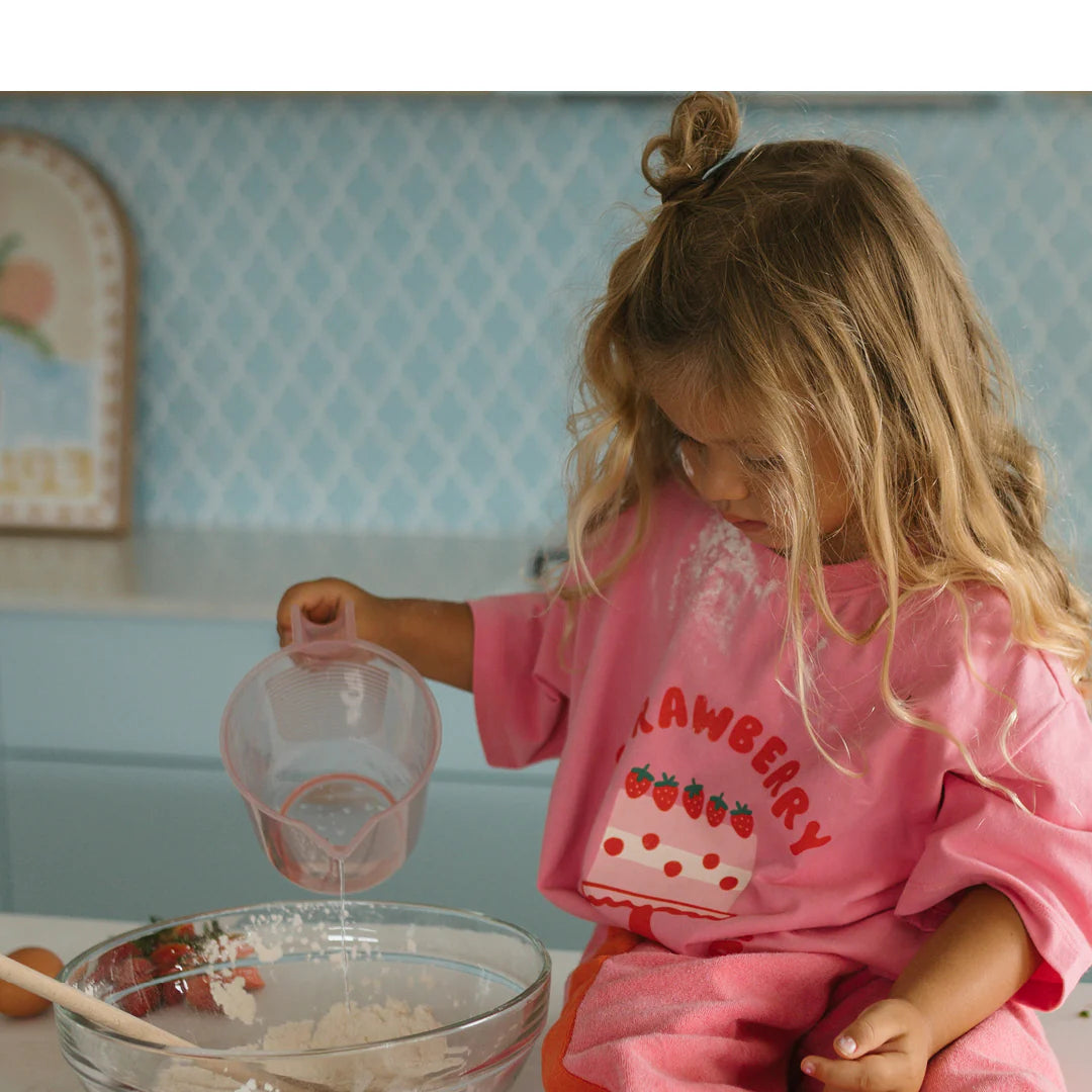 golden children cake n bake mid sleeve tee - meringue pink