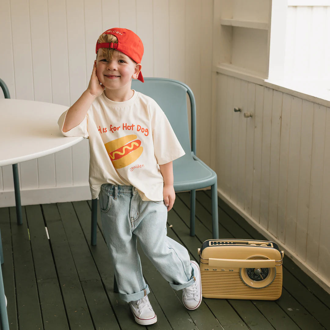 golden children hot dog mid sleeve tee - buttercream