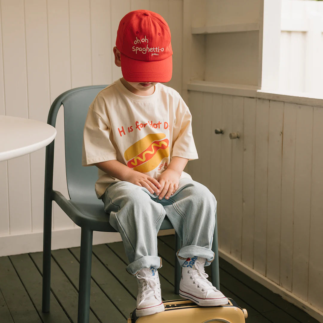 golden children hot dog mid sleeve tee - buttercream