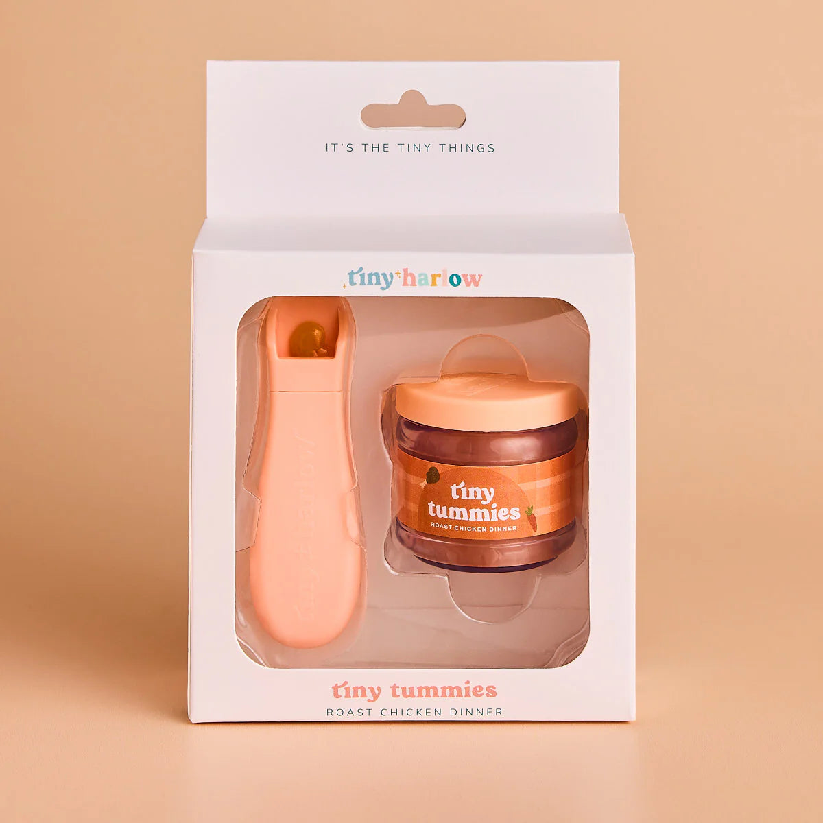 tiny harlow tiny tummies doll food jar - roast chicken dinner