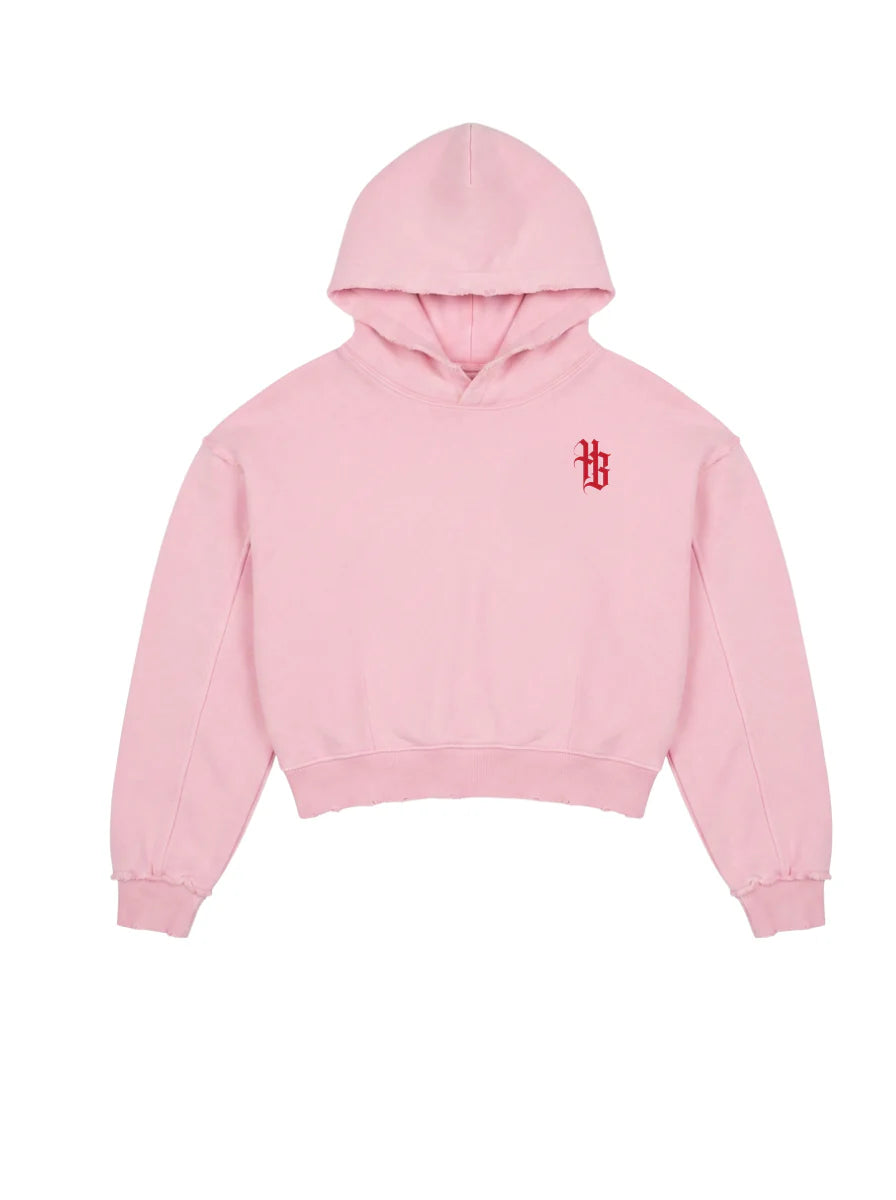 house of basicz the hoodie crop - pink vintage wash - pre order