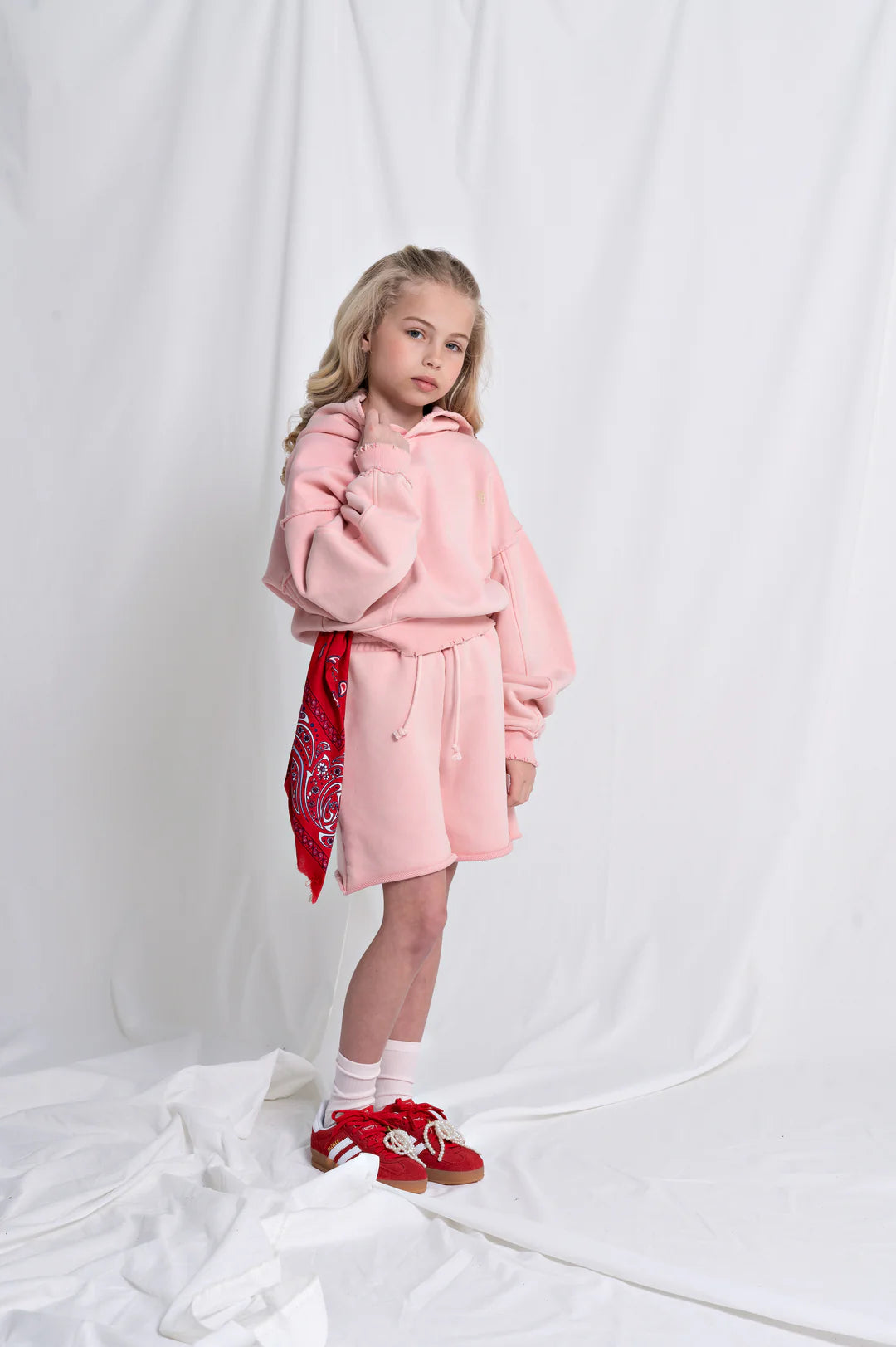 house of basicz the hoodie crop - pink vintage wash