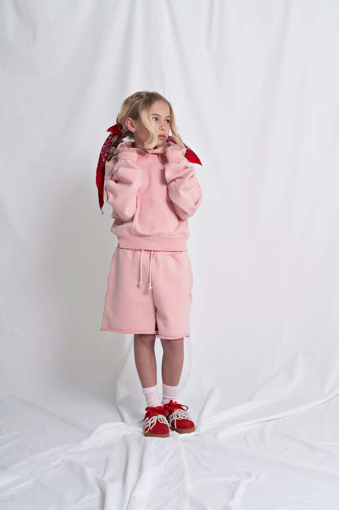 house of basicz the hoodie crop - pink vintage wash