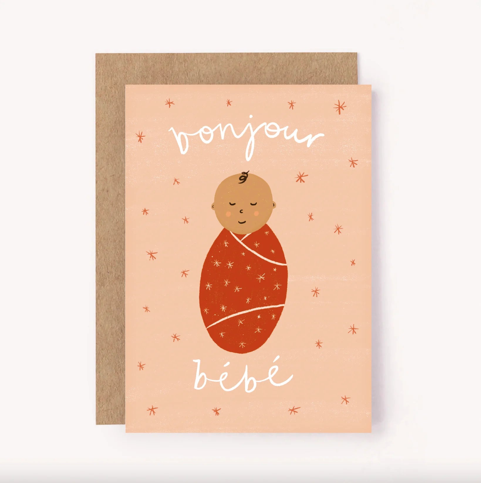 lauren sissons pink bonjour bebe card - new baby