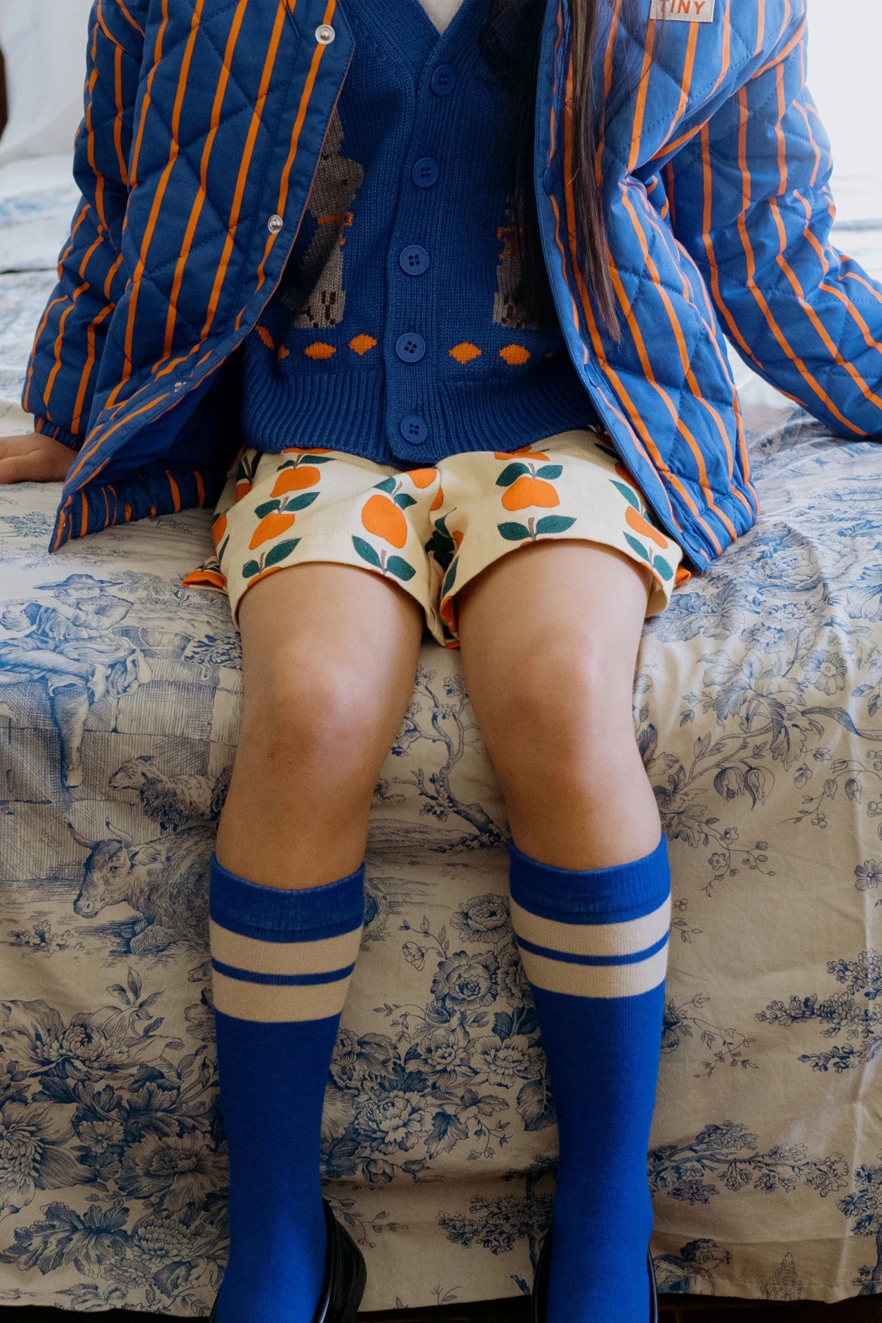 tiny cottons striped medium socks  - dark blue