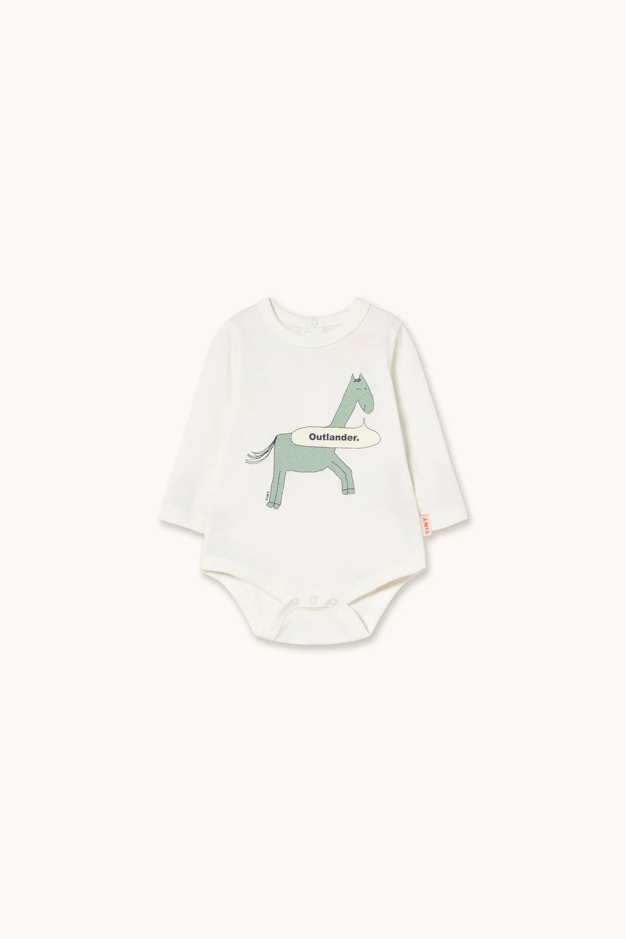 tiny cottons horse graphic baby body - offwhite