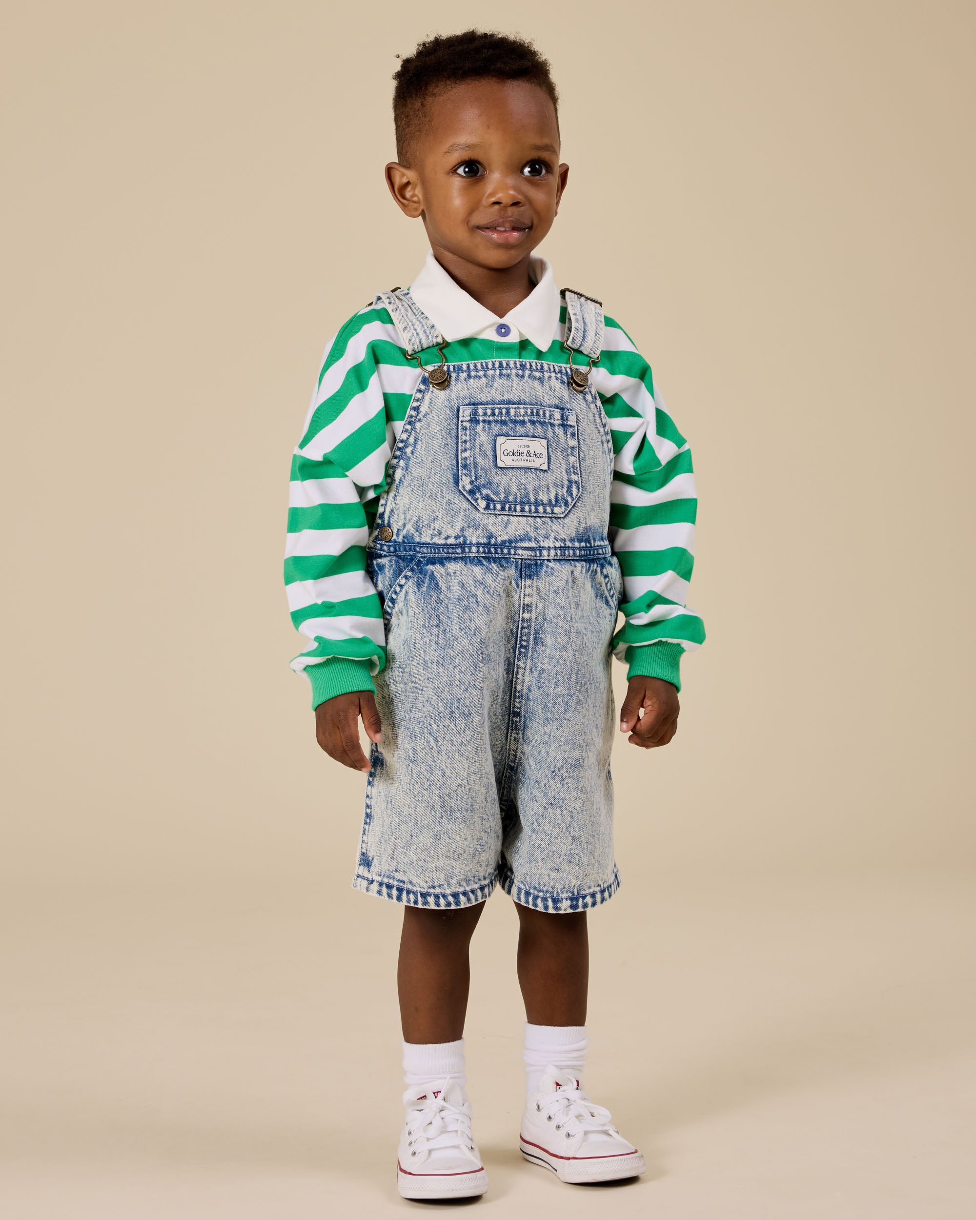 goldie + ace burton vintage washed denim overalls