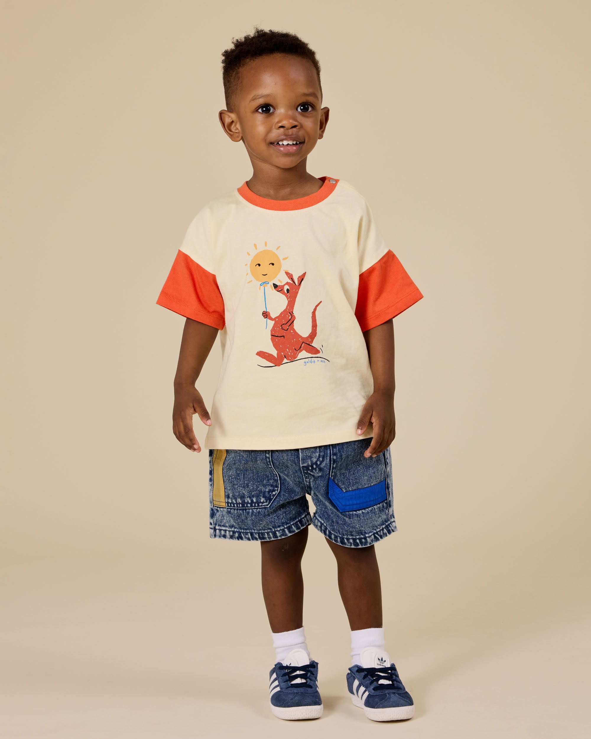 goldie + ace hop skip jump t-shirt - vanilla / apple red