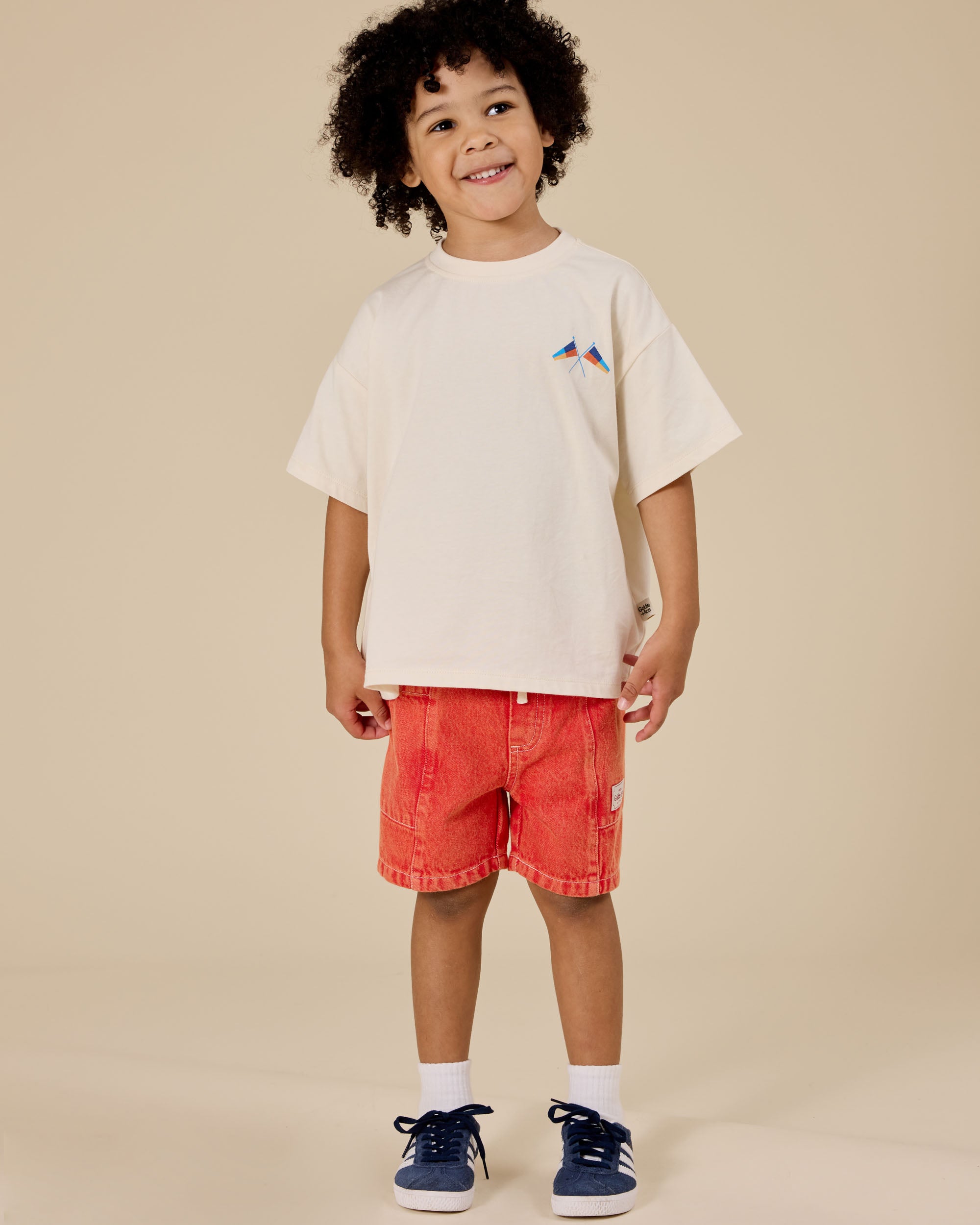 goldie + ace noah denim pocket shorts - apple red