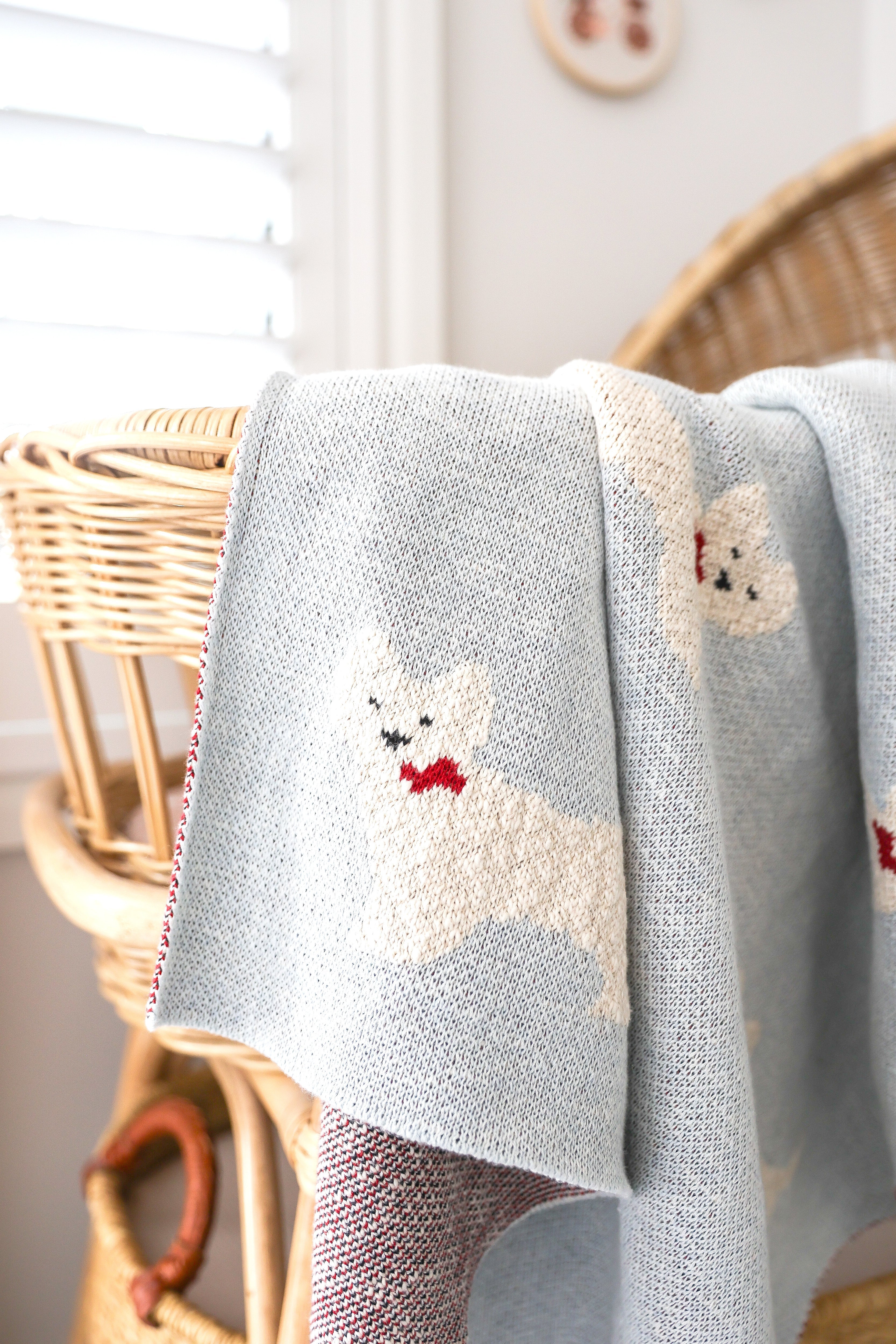 alimrose westie puppy baby blanket - powder blue