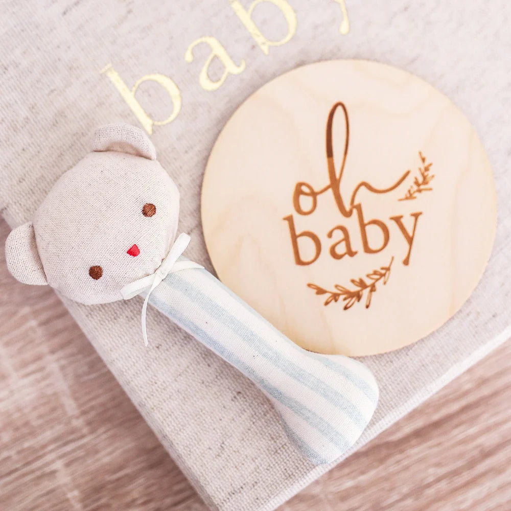 alimrose ted stick rattle - sage stripe
