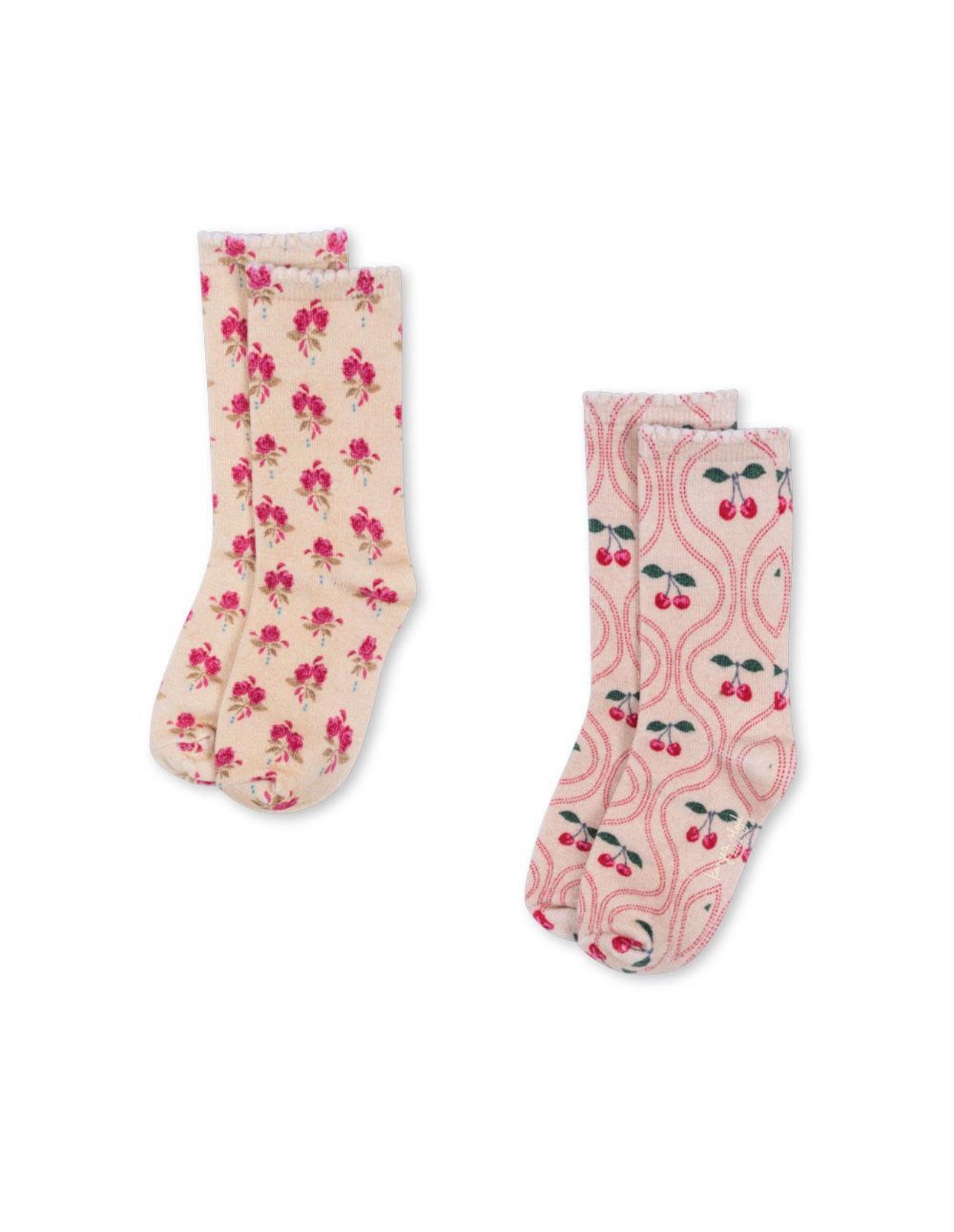 konges slojd 2 pack printed socks -  floral / cherry