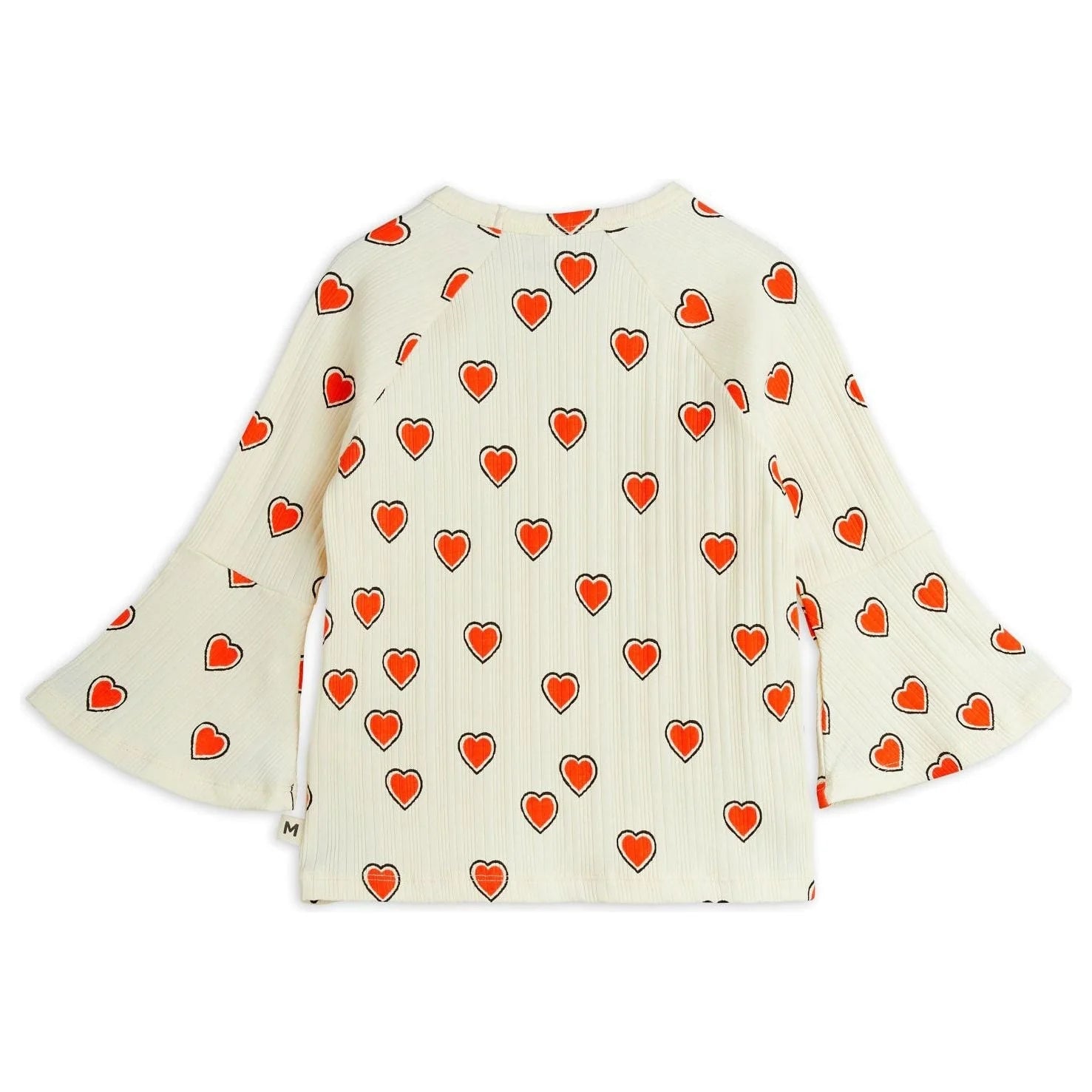 mini rodini outlined hearts aop trumpet sleeve top