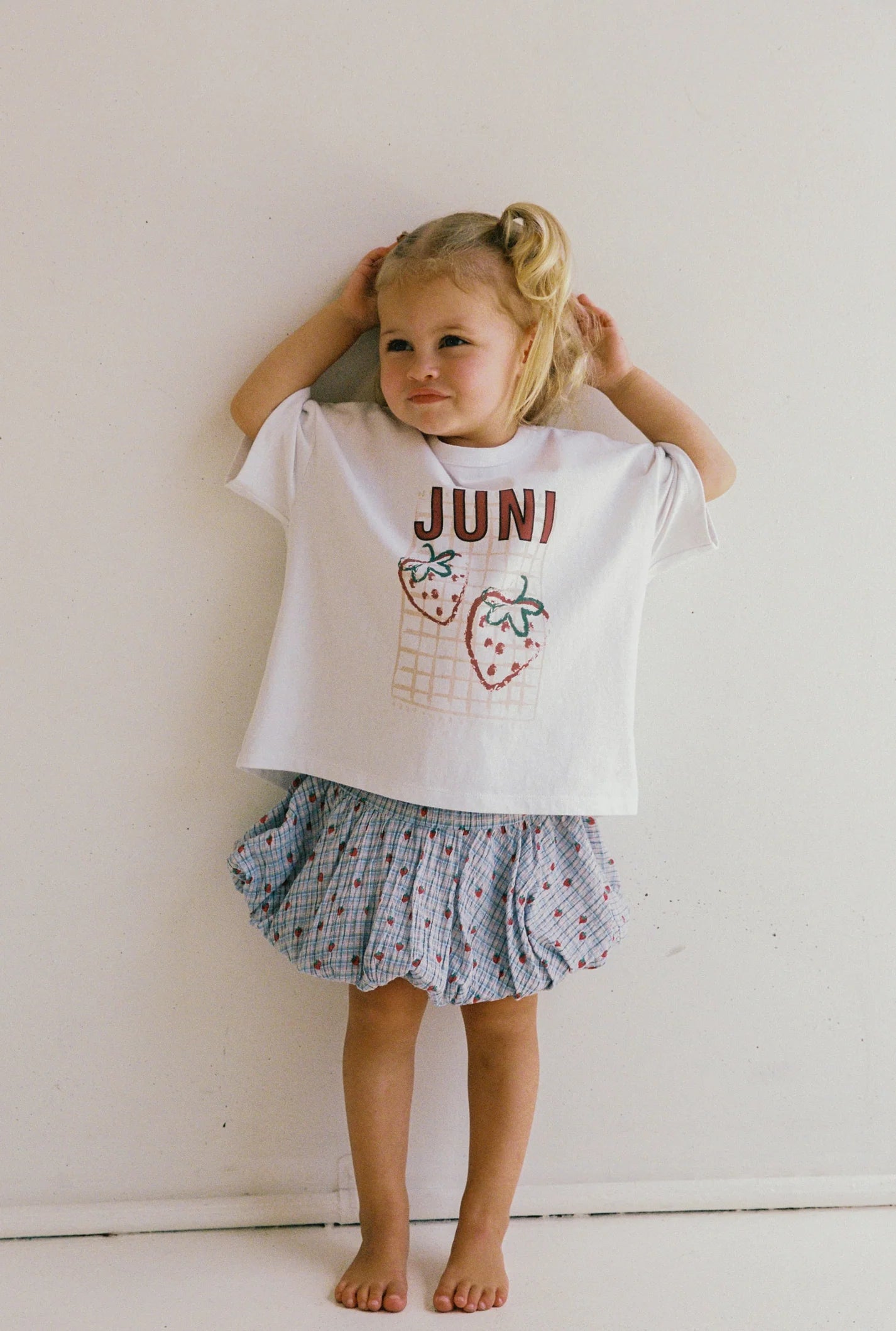 juni jnr poet bubble skirt - strawberry check