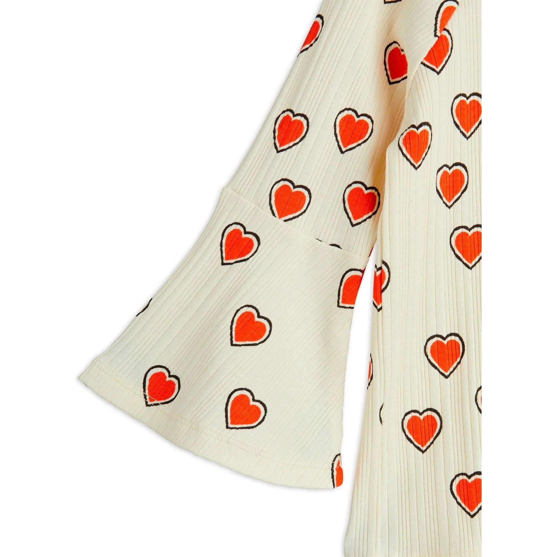 mini rodini outlined hearts aop trumpet sleeve top