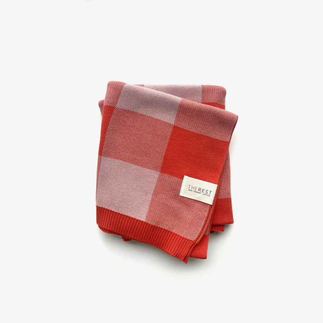 the rest organic cotton knit blanket - bubblegum picnic