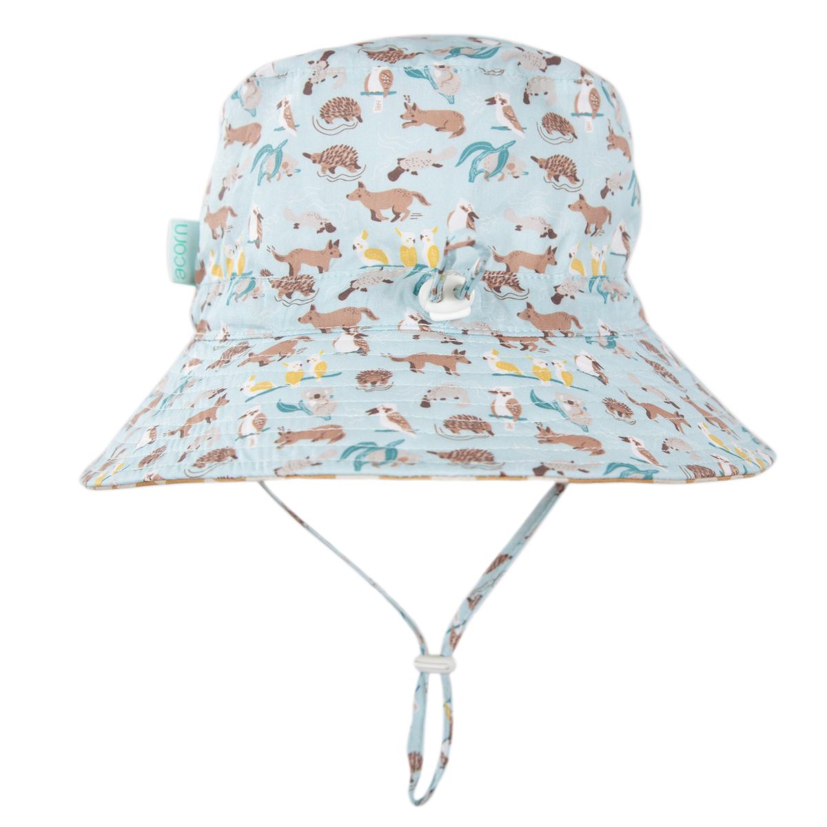 acorn kids aussie bush friends wide brim bucket hat