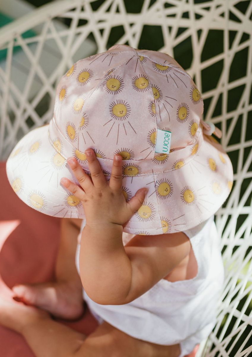 acorn kids sunshine stretch cotton wide brim sunhat