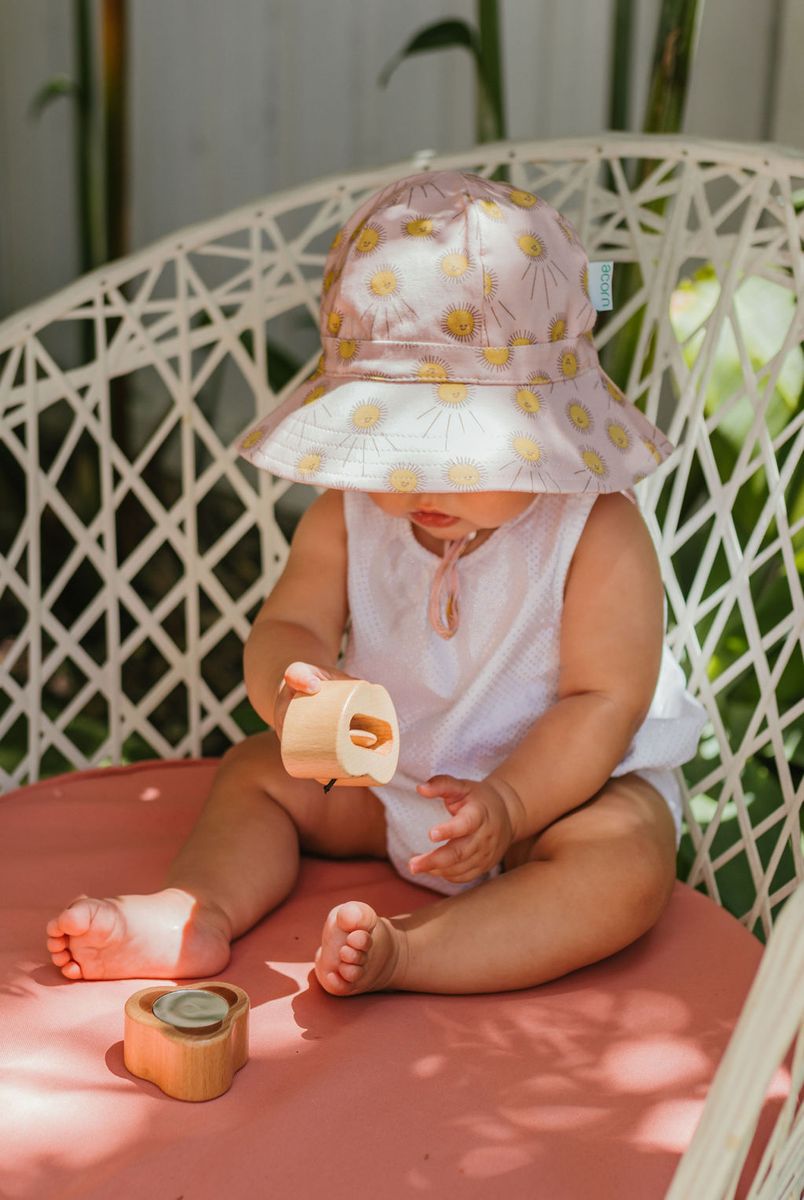 acorn kids sunshine stretch cotton wide brim sunhat