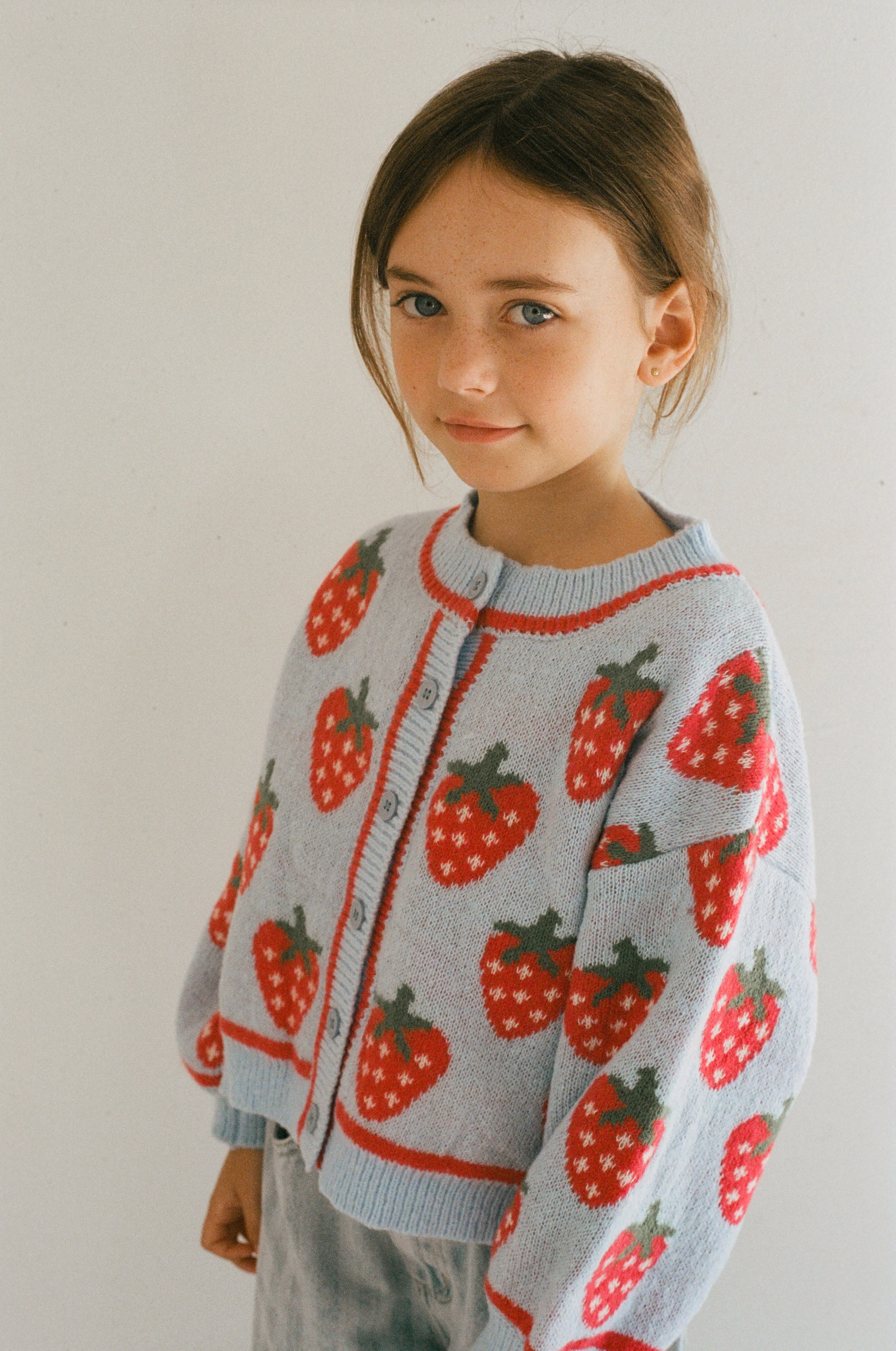 juni jnr strawberry sky knit cardigan