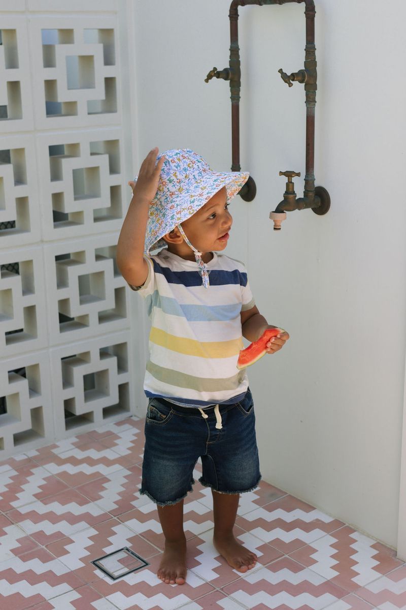 acorn kids abc's stretch cotton wide brim sunhat