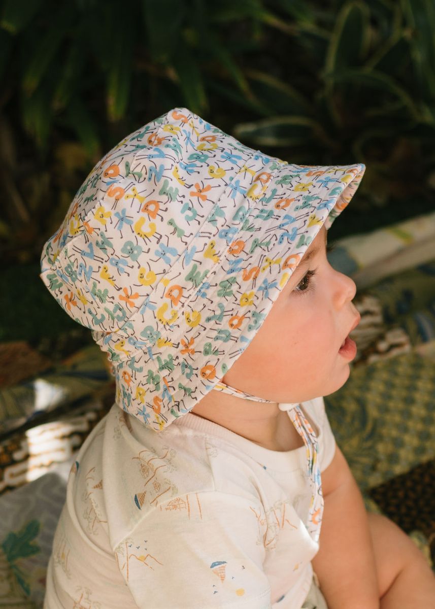 acorn kids abc's stretch cotton wide brim sunhat