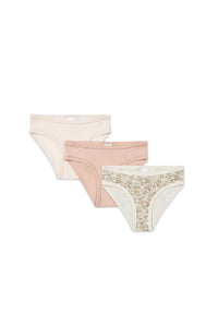 jamie kay organic cotton 3 pk girls underwear - kitty chloe/dusky rose/rosewater