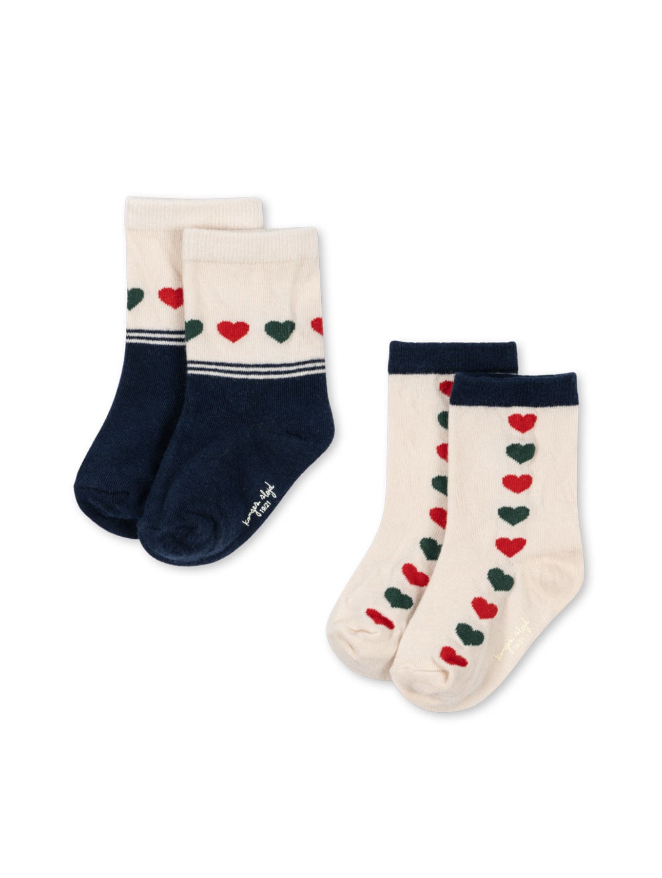konges slojd 2 pack jacquard socks - heart mix