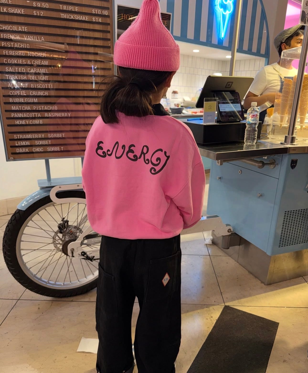 extra extra collar fleece crewneck- pink / black