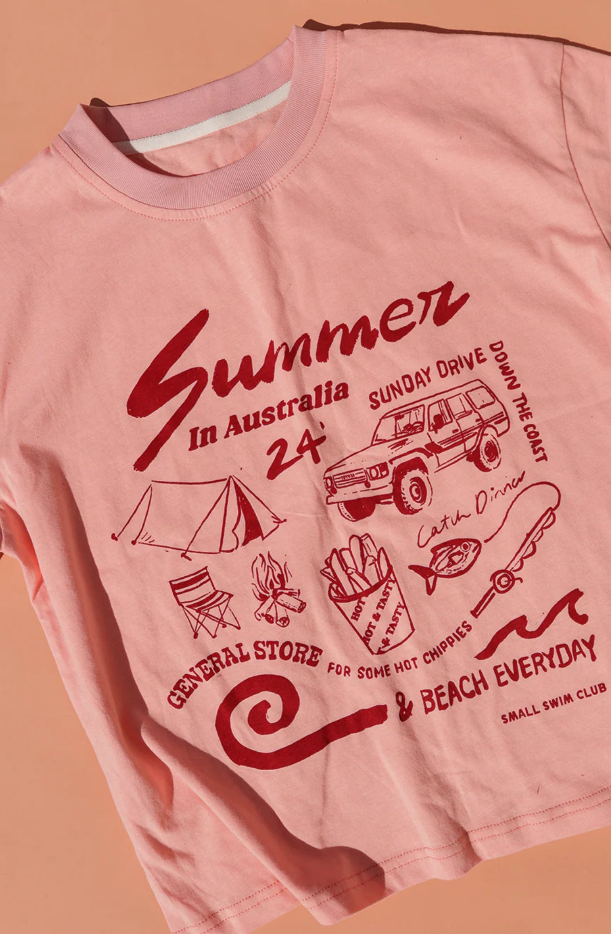 small swim club blush summer in australia tee