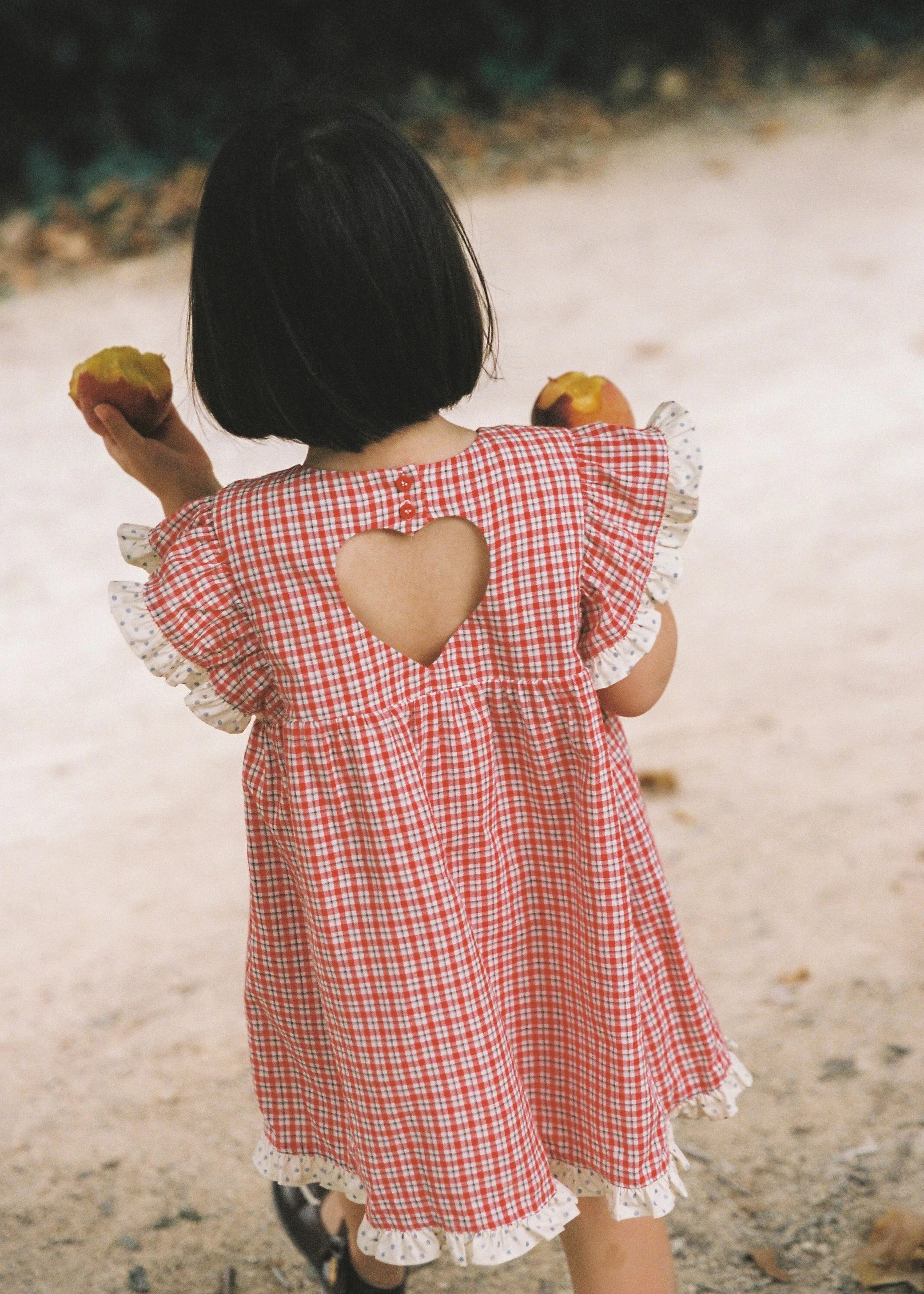juni jnr daisy dress - red check