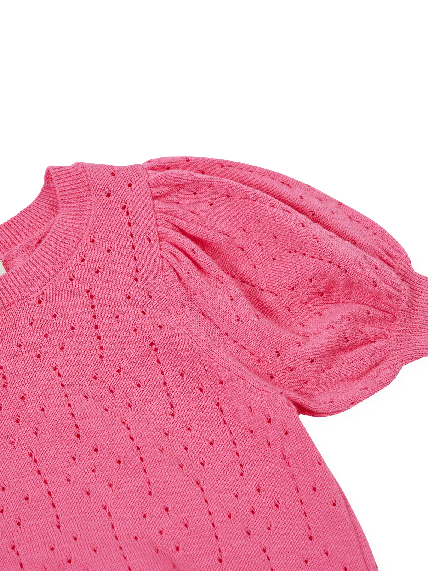 goldie + ace pointelle puff knit top - pink lemonade