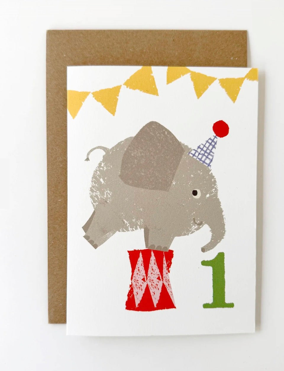 florence fry number 1 birthday card - elephant