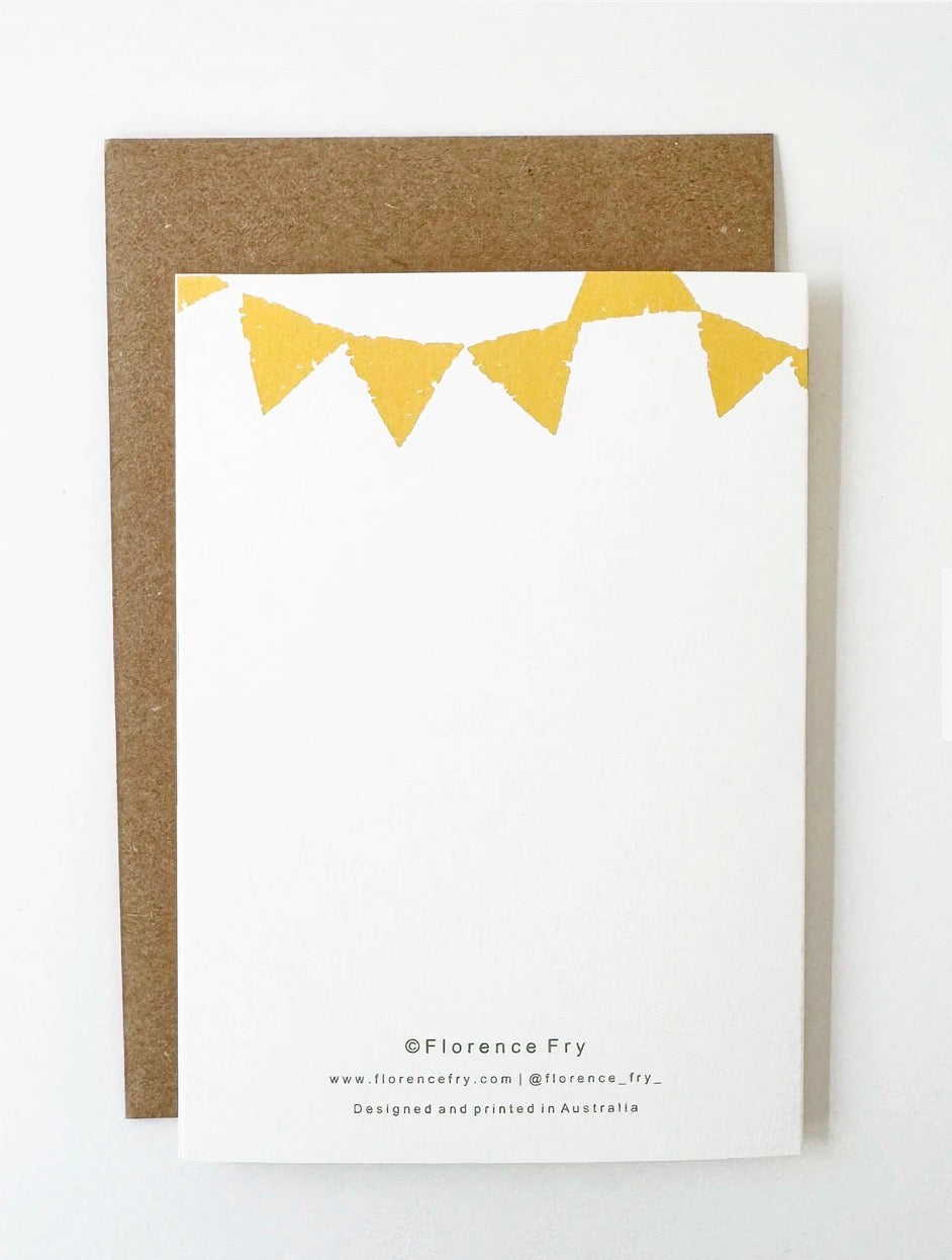 florence fry number 1 birthday card - elephant