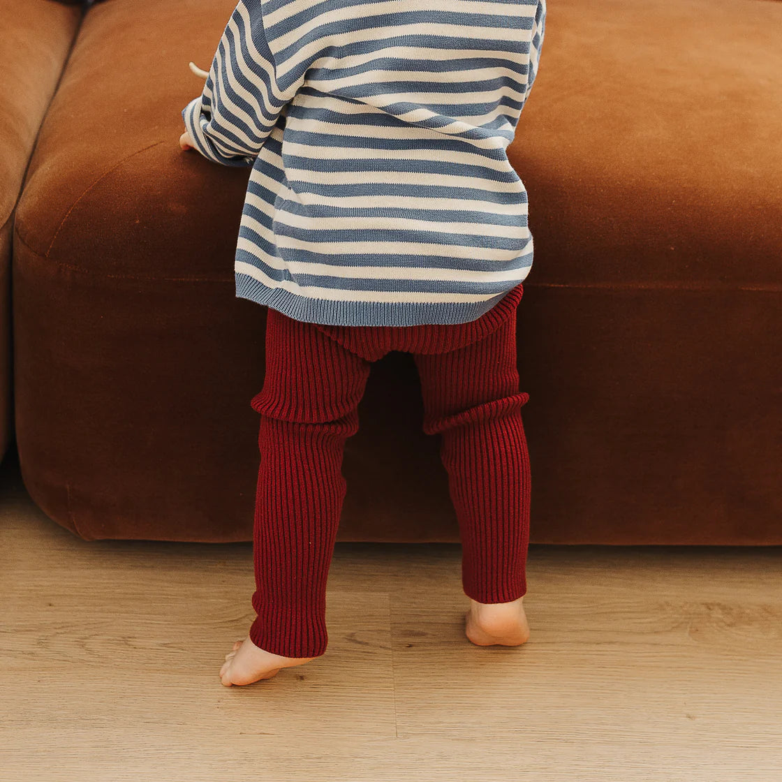 the rest organic cotton rib knit leggings - plum