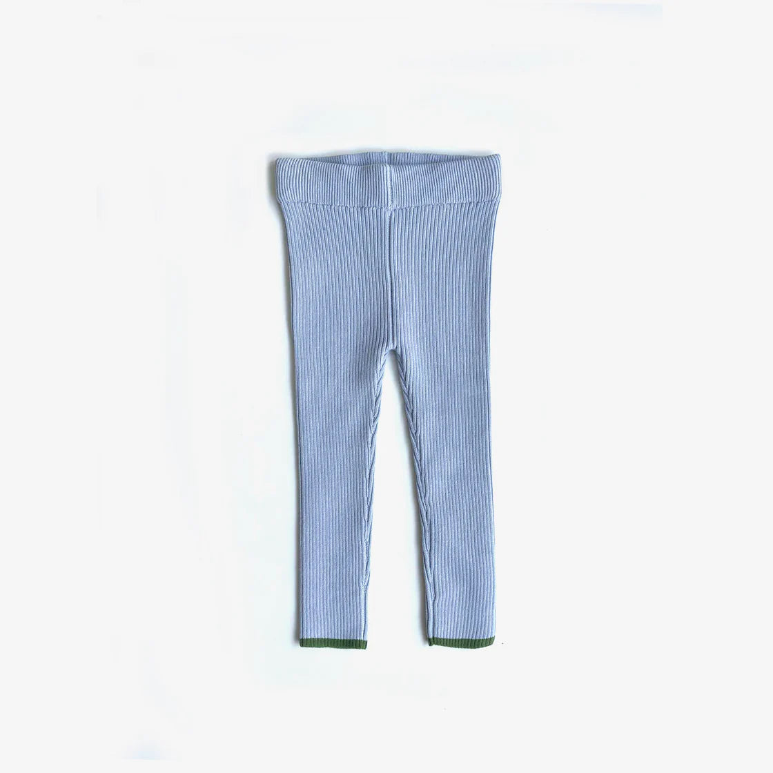 the rest organic cotton rib knit leggings - sky / clover dip