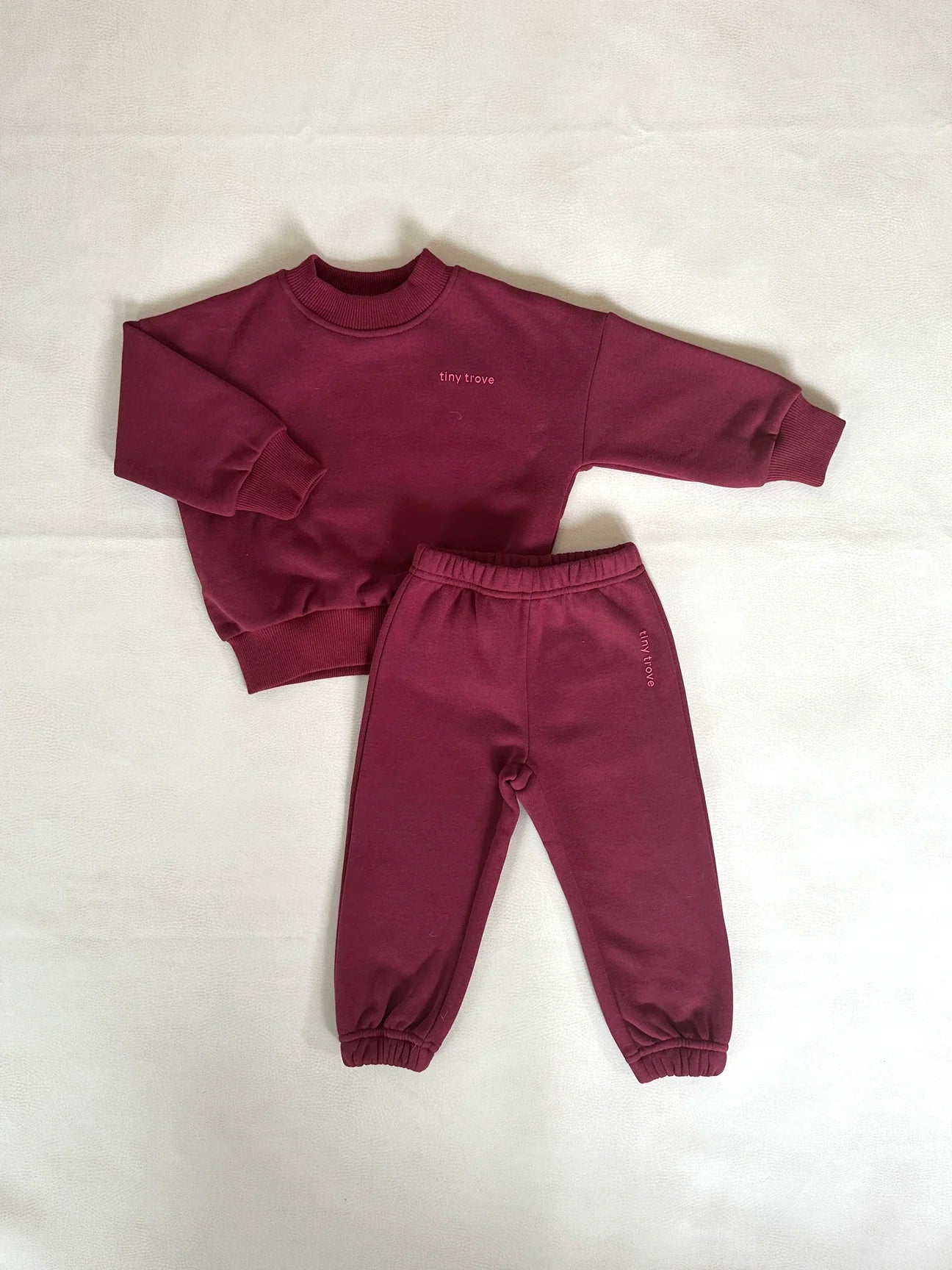 tiny trove woodie 3d logo tracksuit - wine (pre order)
